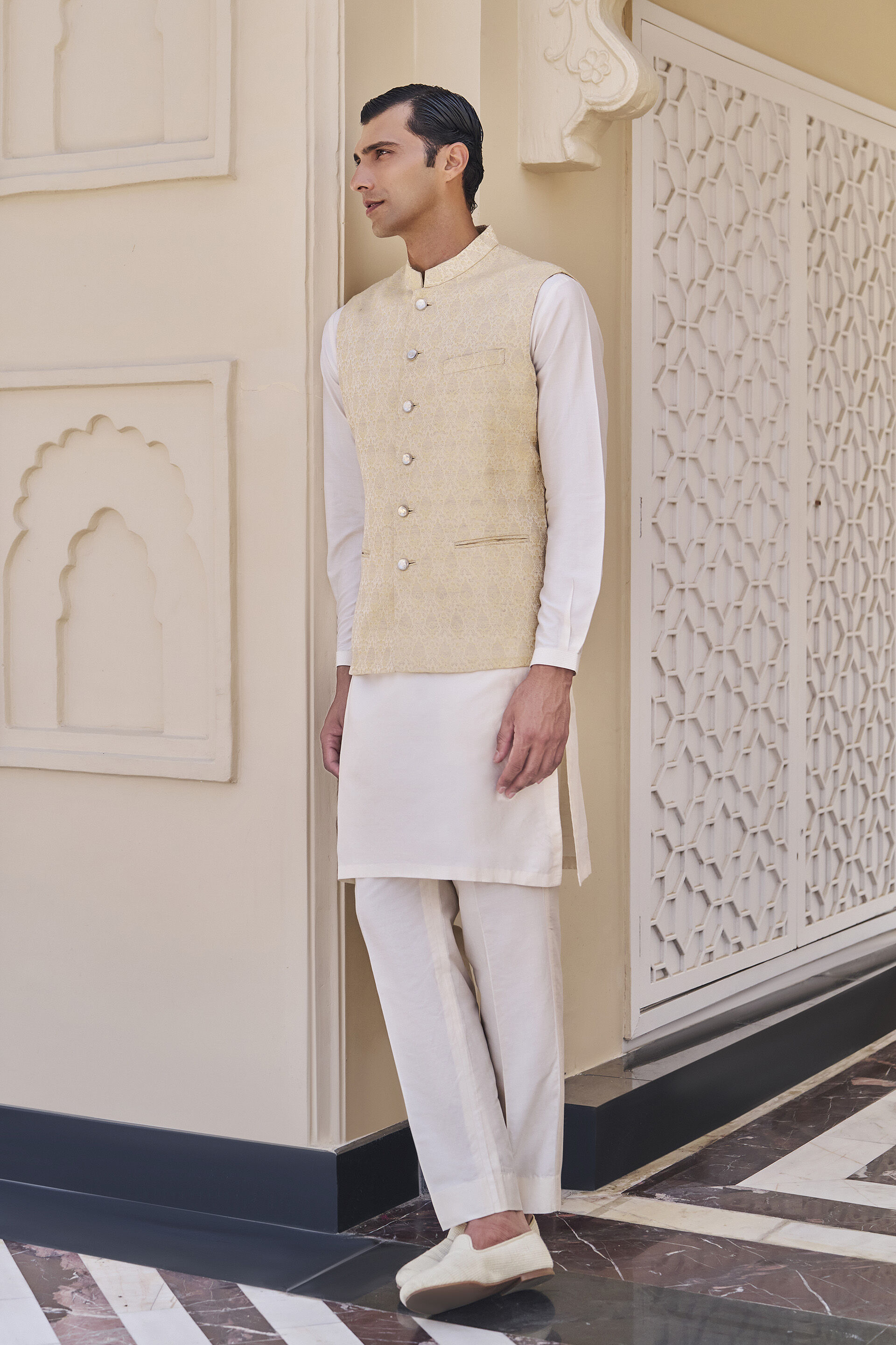 Sumik Gold Benarasi Nehru Jacket